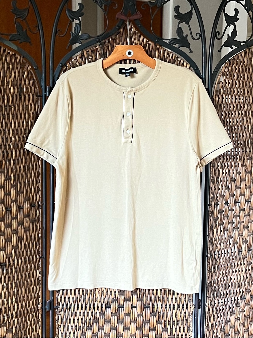 M Express Tan Cotton Henley Shirt